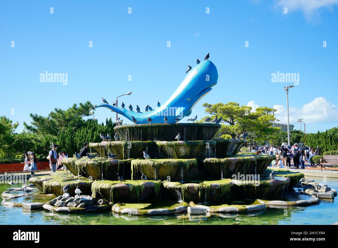 Monument de la fontaine en forme d'une baleine Banque D'Images