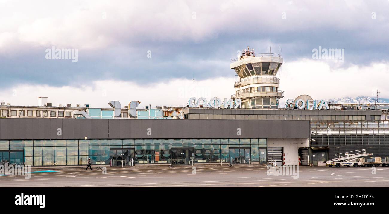 Sofia - 7 mars 2020: L'aéroport international dans la capitale de la Bulgarie Banque D'Images