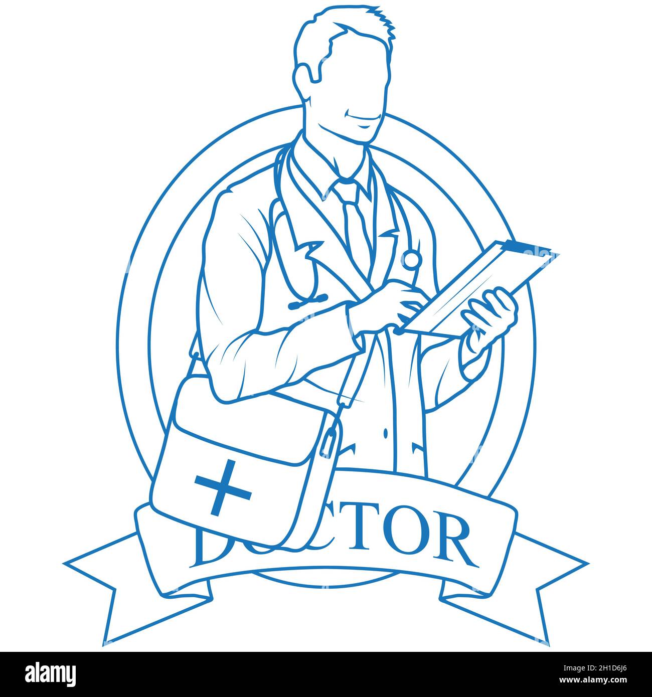 Médecin avec stéthoscope.Soins de santé.Jeune médecin en uniforme.Médecine Illustration de Vecteur