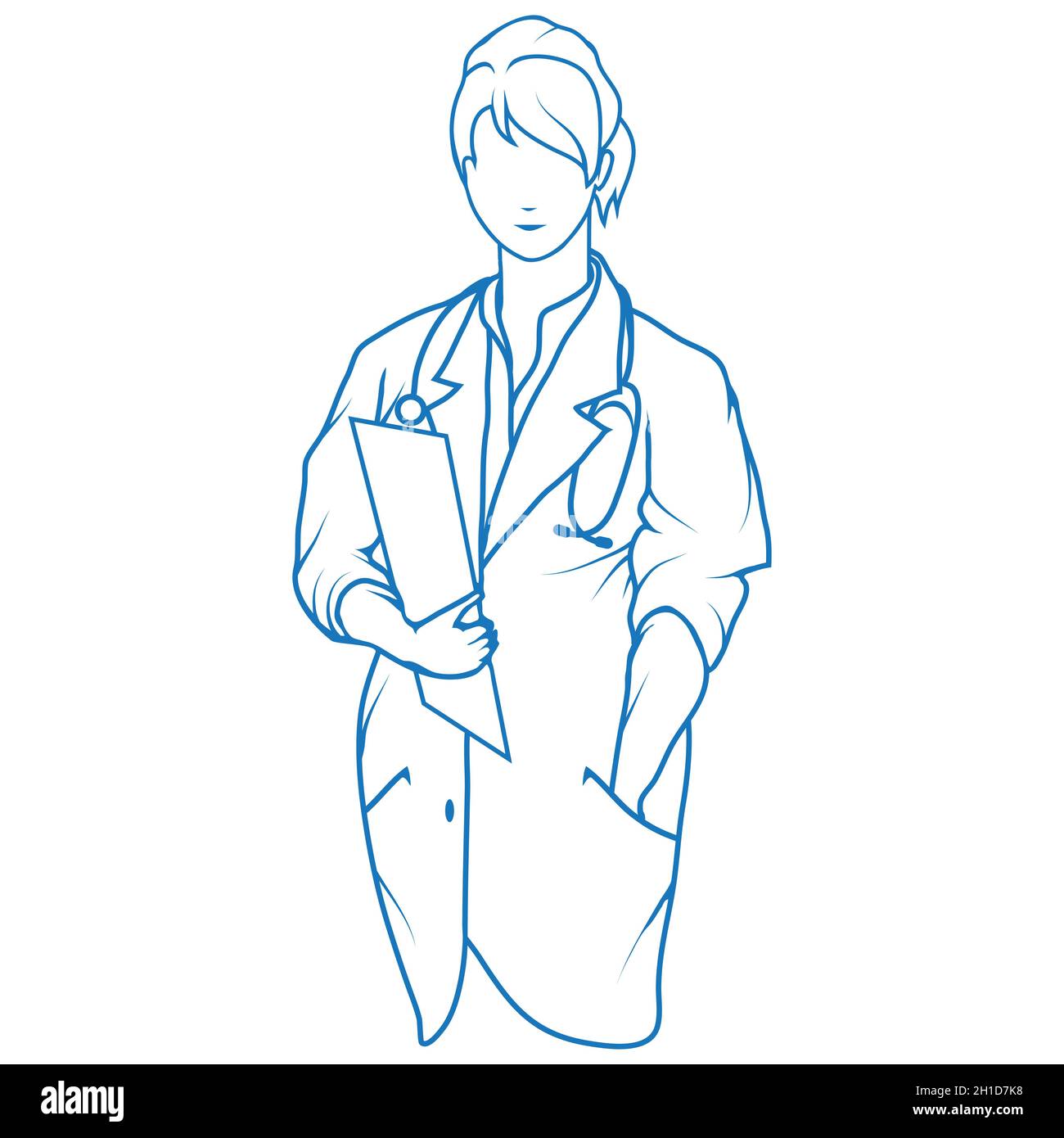 Femme médecin.Médecin avec stéthoscope.Soins de santé.Jeune médecin en uniforme.Médecine. Illustration de Vecteur