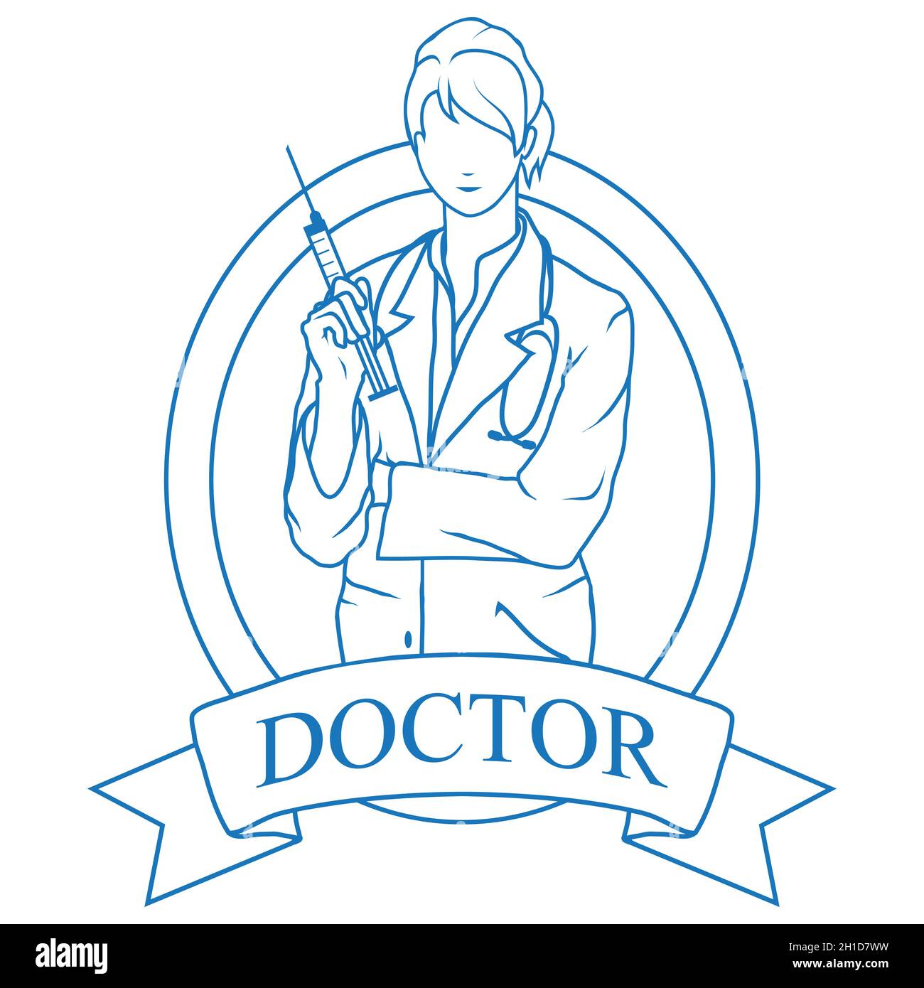 Femme médecin.Médecin avec stéthoscope.Soins de santé.Jeune médecin en uniforme.Médecine. Illustration de Vecteur