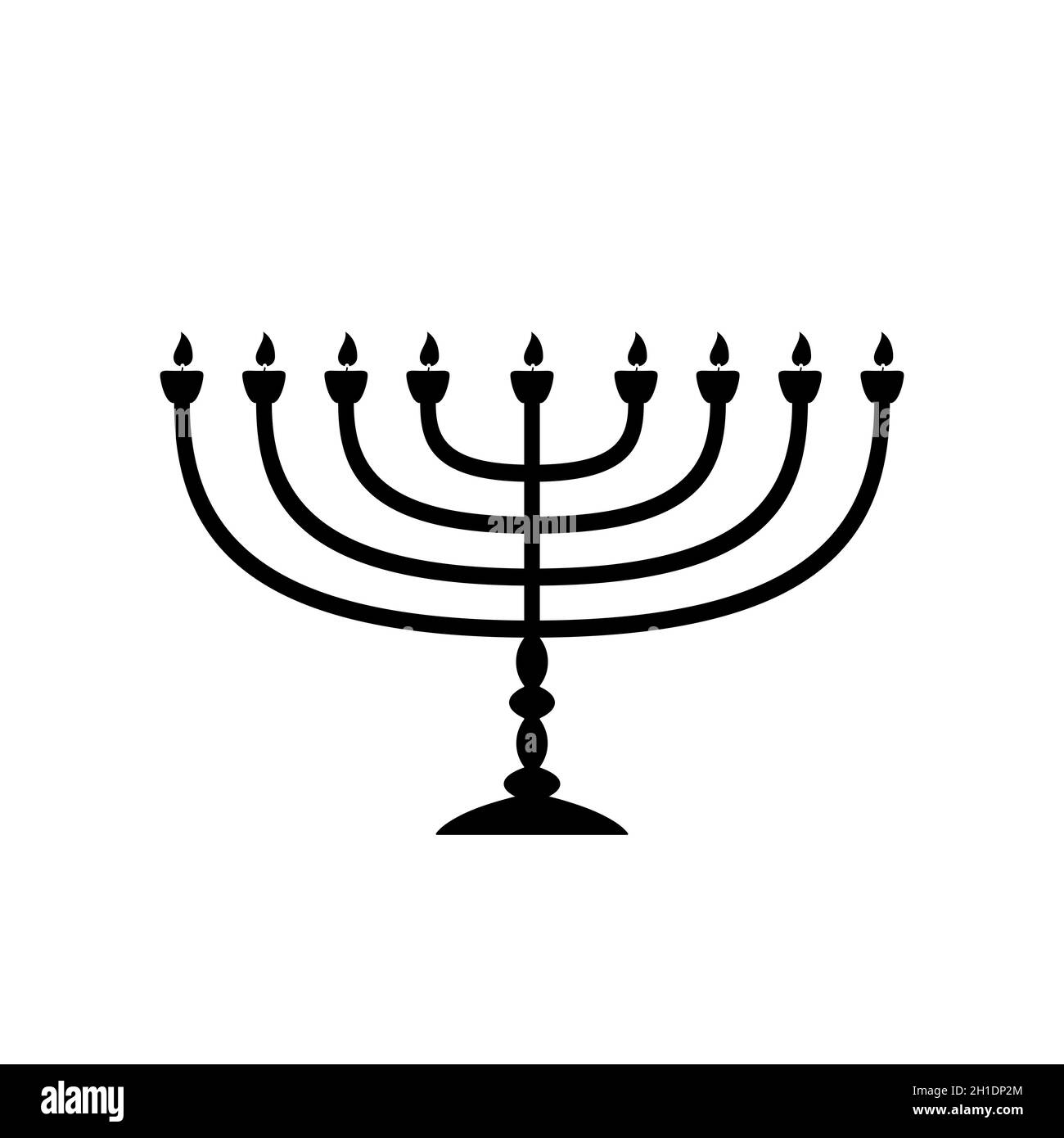 Icône Hanoukkah Menorah.Symbole religieux noir du judaïsme.Illustration