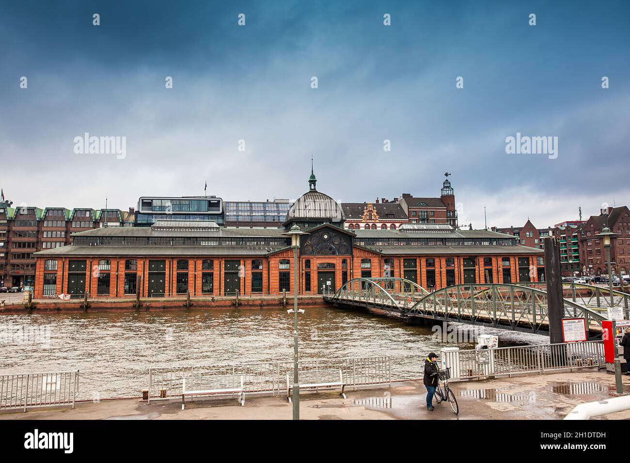 Hambourg, Allemagne - Mars, 2018 : Fishmarkt capacités au quartier Altona sur les rives de l'Elbe à Hambourg Banque D'Images