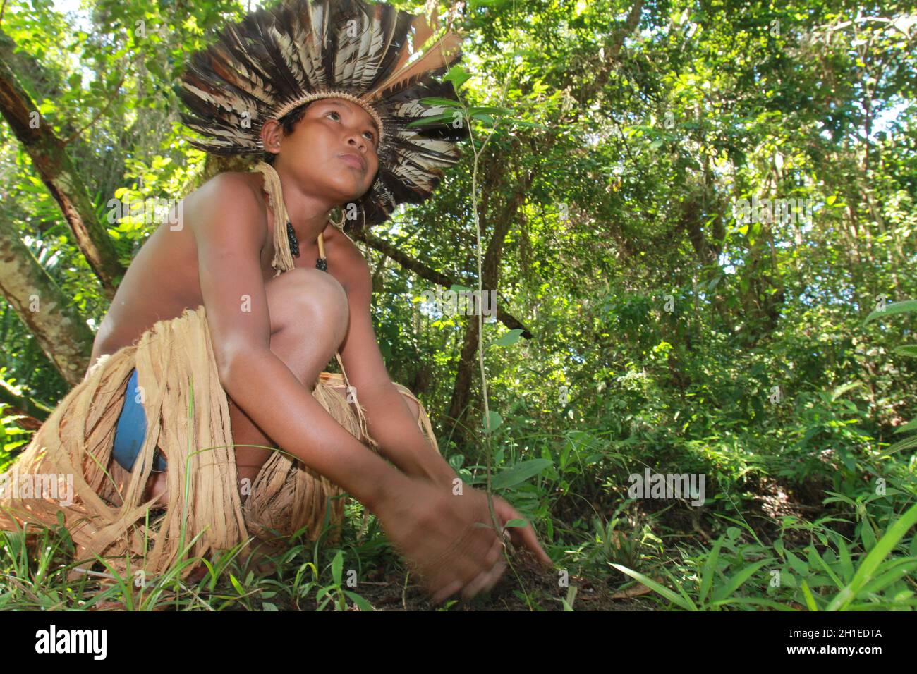 ilheus, bahia / brésil - 3 juin 2012: Ethnique Tupinamba Indien est vu dans le village Itapuan dans la municipalité d'Ilheus. *** Légende locale *** Banque D'Images