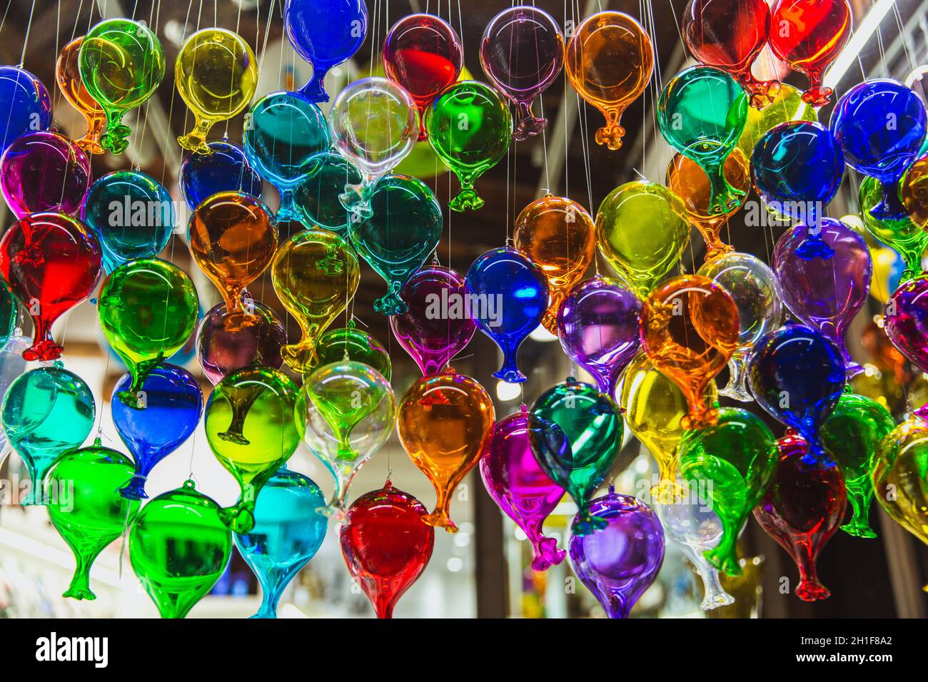 Groupe de ballons en verre de Venise, Italie.Gros plan Banque D'Images