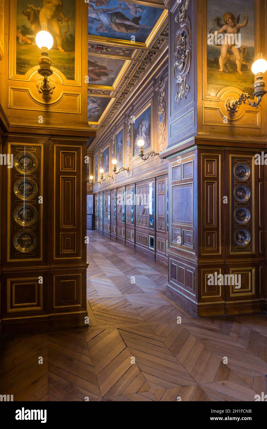 FRANCE.SEINE-ET-MARNE (77).FONTAINEBLEAU.LE CHÂTEAU.LA GALERIE DE PLAQUES Banque D'Images