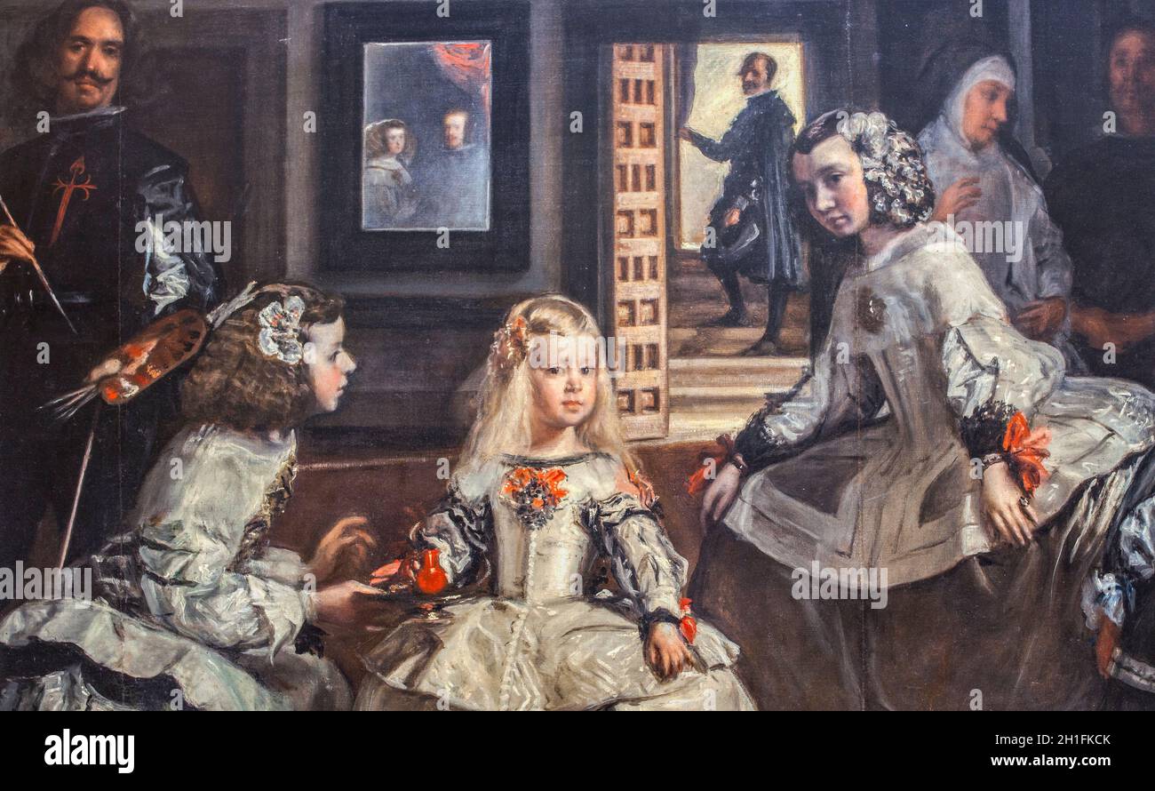 Las Meninas, peint par Diego Velazquez, 1656. Détails. Musée du Prado, Madrid Banque D'Images