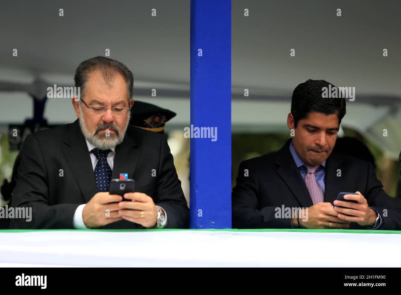 salvador, bahia / brésil - 7 septembre 2016: ACM Neto, maire de Salvador aux côtés de Marcelo Nilo, président de l'Assemblée législative de Bahia, sont Banque D'Images