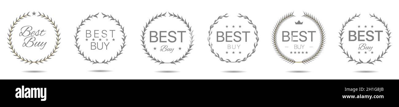 Meilleur achat ensemble d'étiquettes pour couronne gris Laurier Illustration de Vecteur