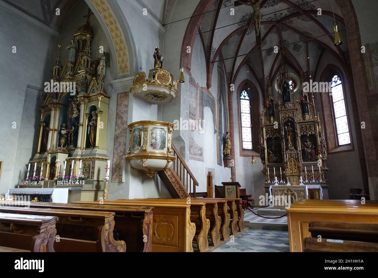 Intenausstattung der Pfarrkirche St. Leonhard, St. Leonhard in Passeier, Südtirol, Italie Banque D'Images