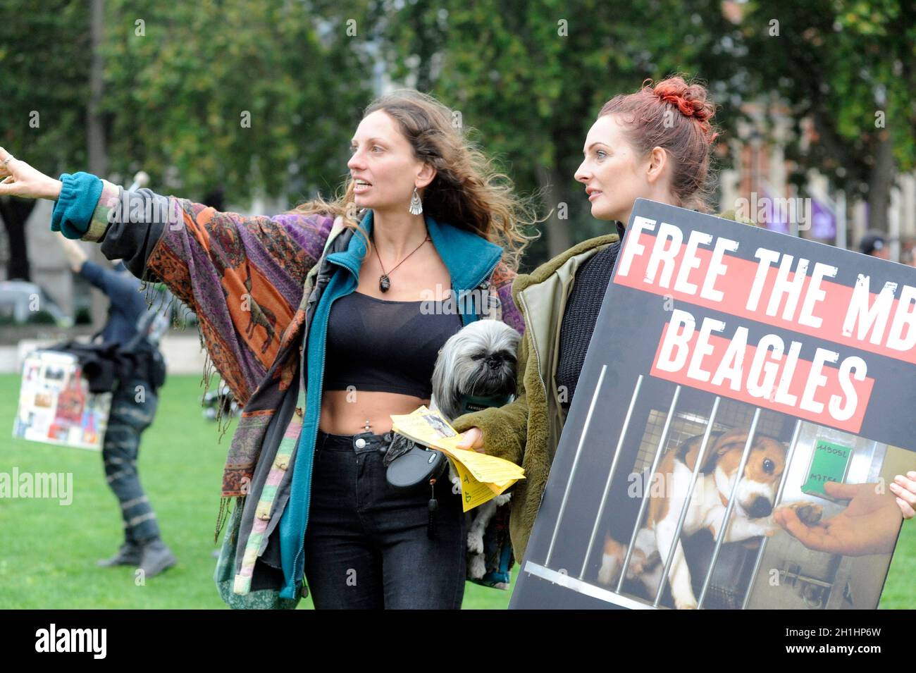 Londres, Royaume-Uni.18 octobre 2021.Manifester pour libérer les beagles du MBR sur la place du Parlement afin de coïncider avec les hommages rendus à Sir David Amess qui aimait les animaux.Credit: JOHNNY ARMSTEAD/Alamy Live News Banque D'Images