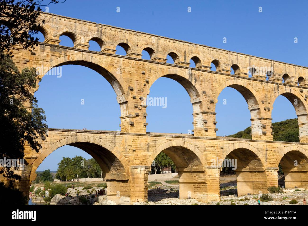 Pont du Gard, aqueduc romain dans le sud de la France près de Nîmes Banque D'Images