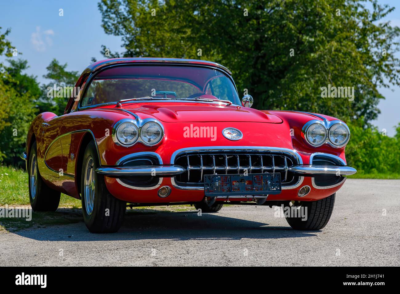 Corvette C1, Baujahr 1959, Hubraum 5700 ccm, V-8-Motor, Leistung 300 ch, Oldtimer ChevroletAnsicht vorne rechts Banque D'Images