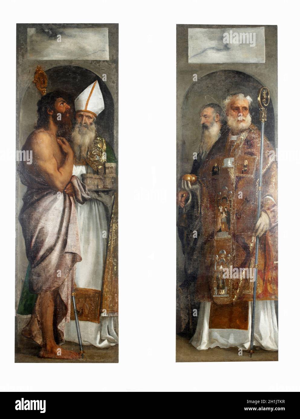 Tiziano Vecellio : Saint Lazare, Saint Blaise, Saint Nicolas et Saint Anthony, retable à la cathédrale de Dubrovnik, Croatie Banque D'Images