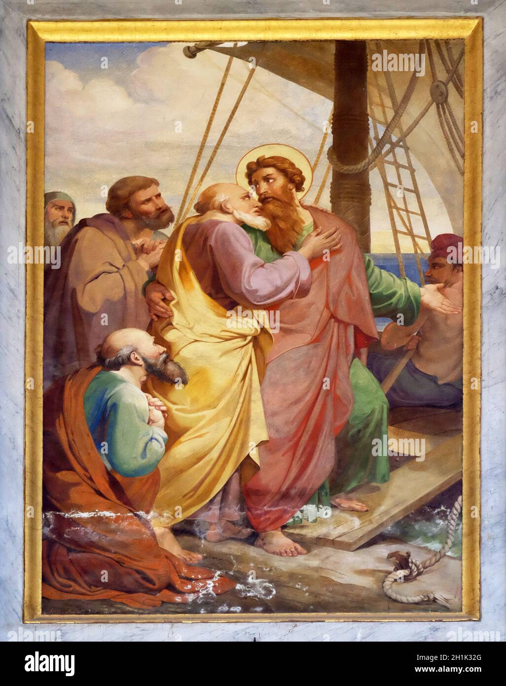 La fresque à l'image de la vie de saint Paul : Paul quitte Milet ...