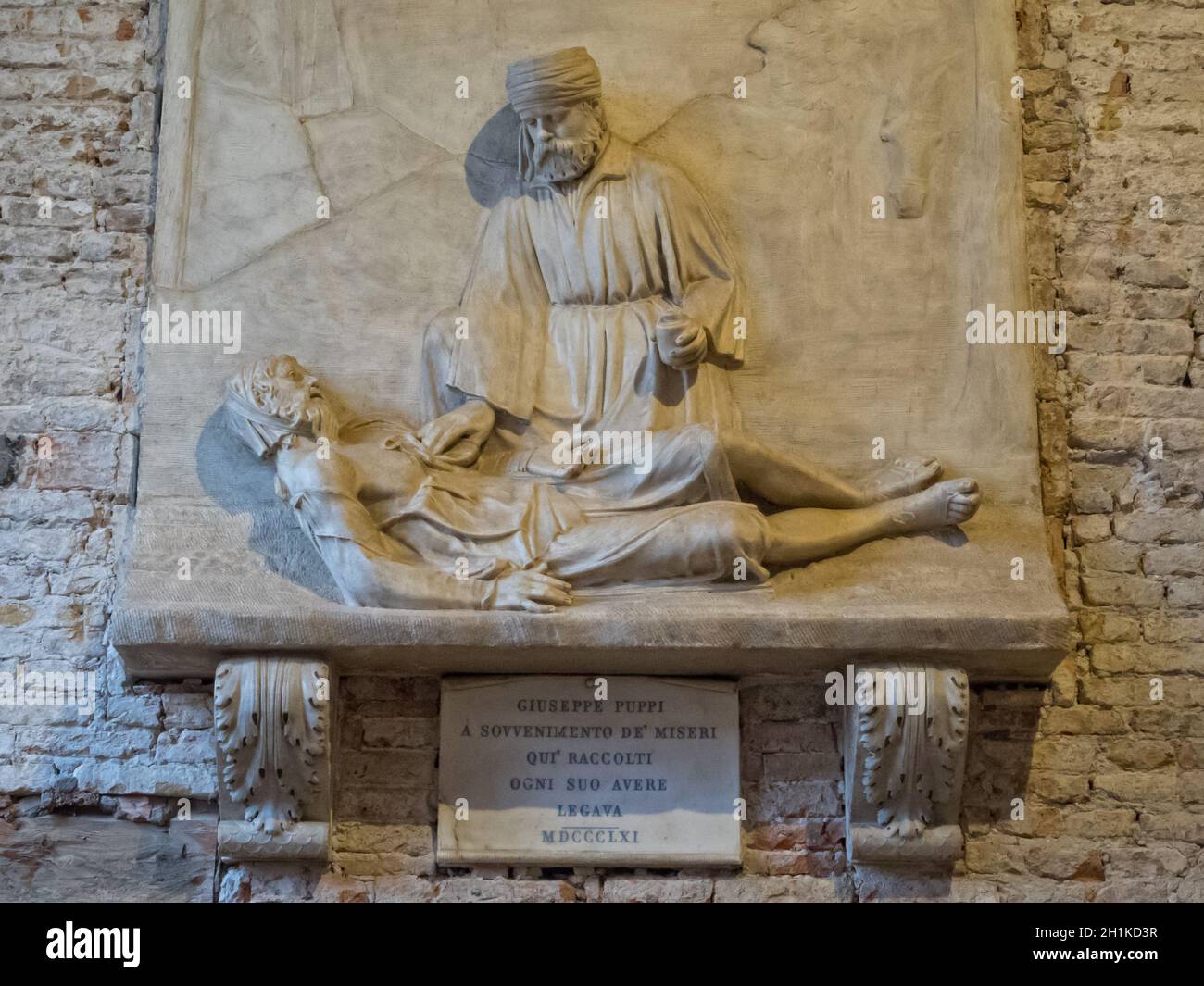 Mémorial du Docteur Giuseppe Puppi à la Grande Ecole de San Marco (Scuola Grande di San Marco) - Venise, Vénétie, Italie Banque D'Images