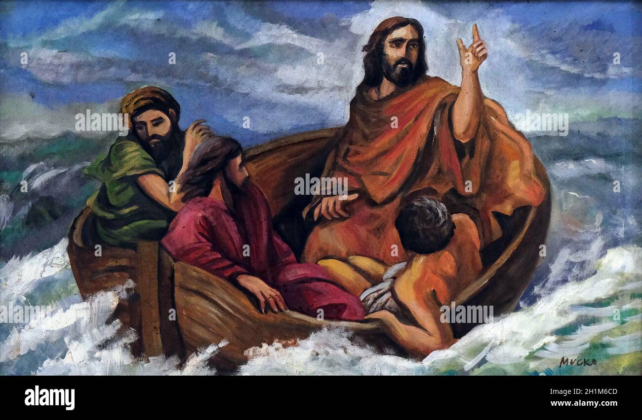 Jesus calms the storm Banque de photographies et d’images à haute
