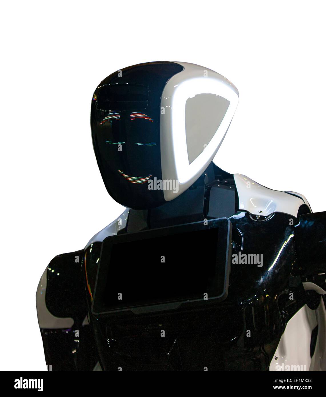 Le Close-up de tête de robot humanoïde avec micro-caméras yeux Banque D'Images
