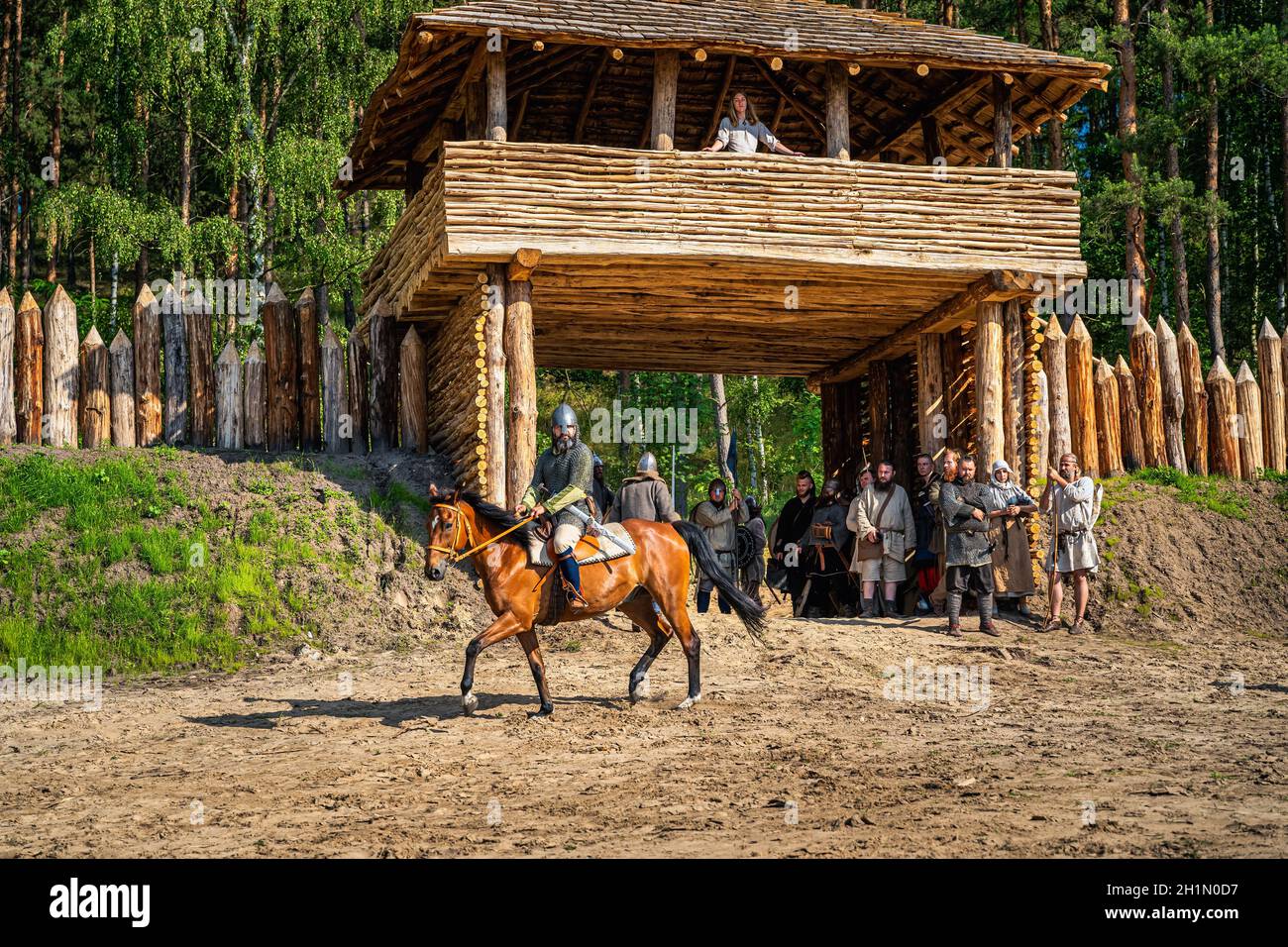 Cedynia, Poland June 2019 Historical reenactment of Battle of Cedynia, an army of Mieszko I of Poland defeated forces of Hodo of Germany, 11th century Banque D'Images