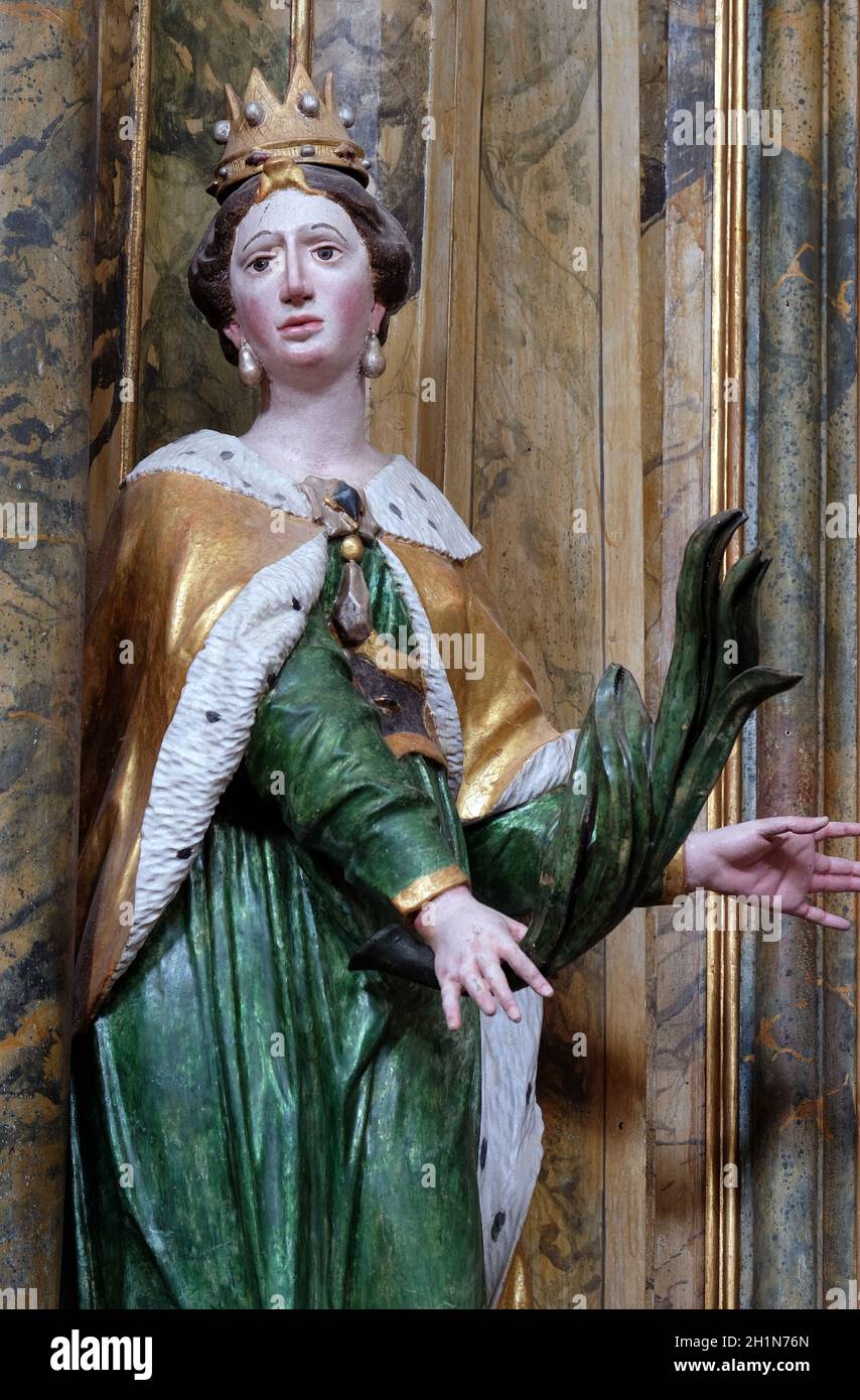 Statue de Saint Joanna sur l'autel de l'église de Saint Léonard de Noblac Kotari en Croatie, Banque D'Images