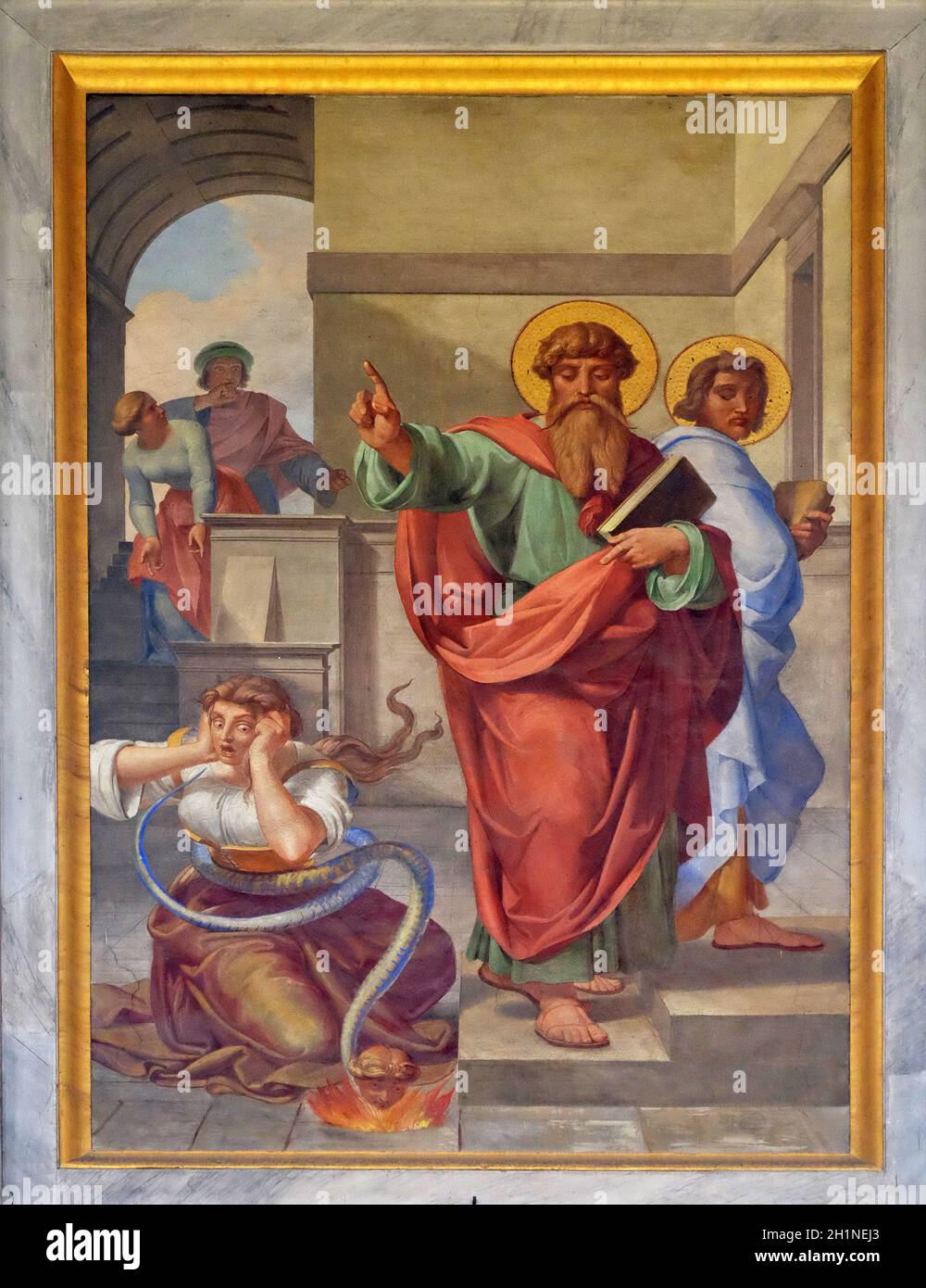 La fresque avec l'image de la vie de Saint Paul : l'Exorcisme de la ...