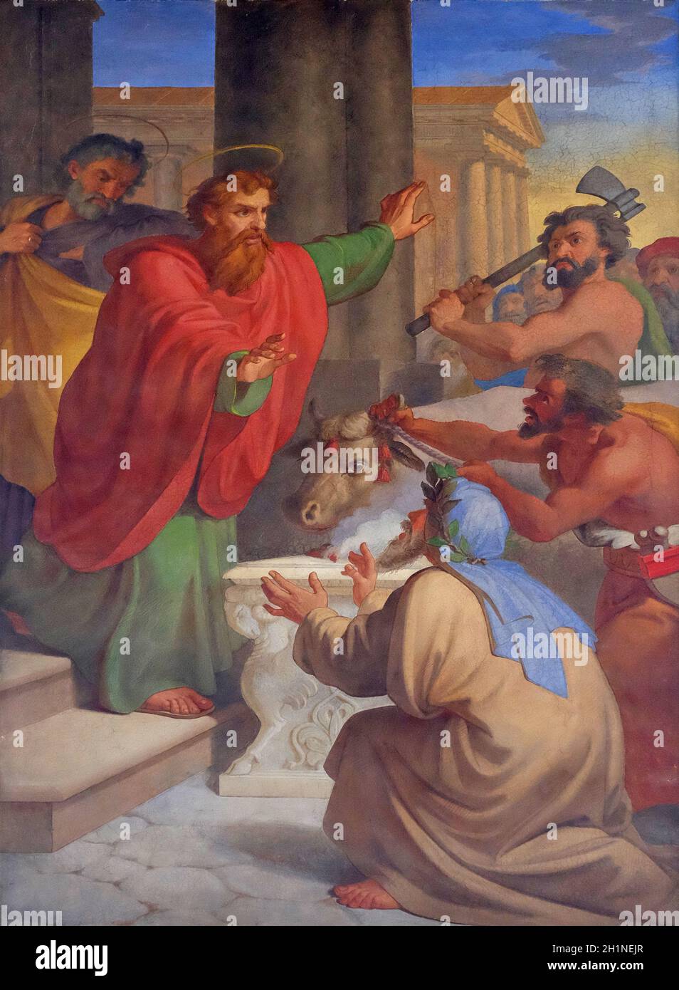 La fresque avec l'image de la vie de Saint Paul : Paul et Barnabas pris ...