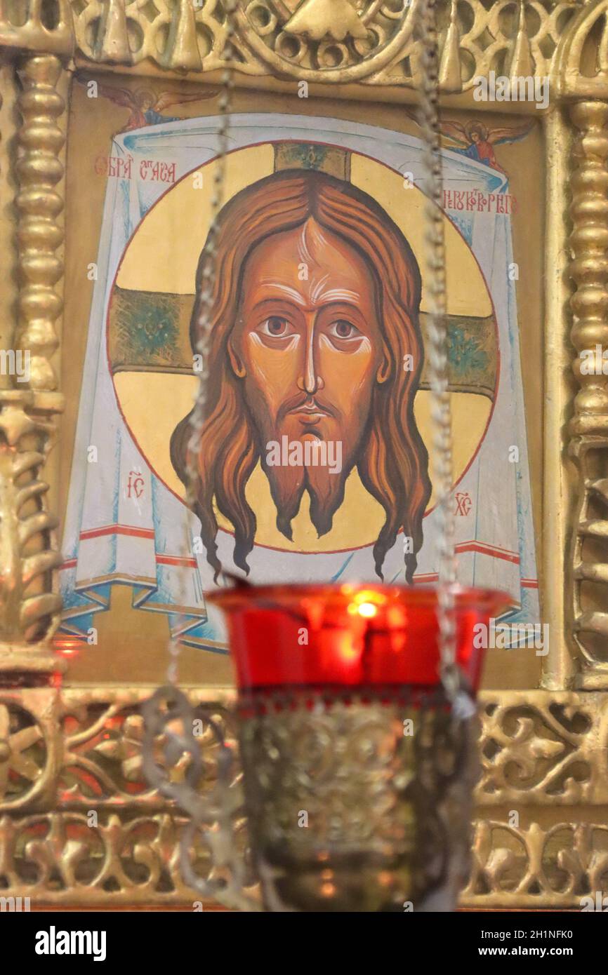 Icône Chrétienne Orthodoxe "Baptême Du Seigneur (Épiphanie)" Sur Bois - Faite Main En Grèce, Neuve