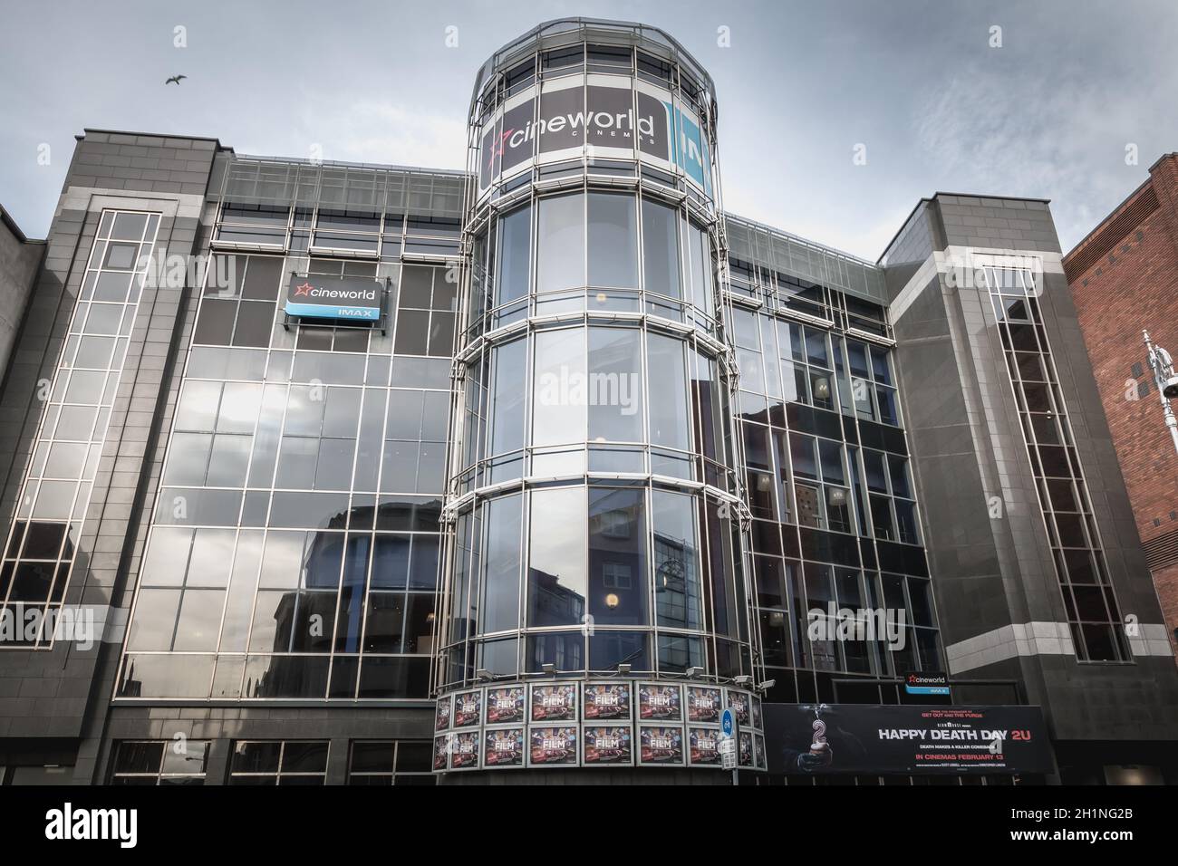 Dublin, Irlande, 12 février 2019 : façade du complexe Cineworld dans le centre-ville de Dublin, en hiver Banque D'Images