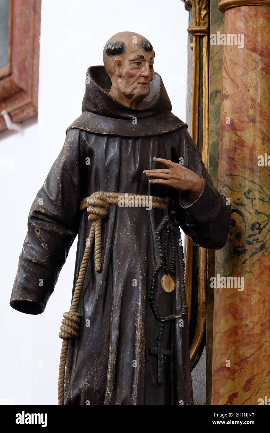 Statue de Saint Jacques de la marche sur l'autel de Saint Antoine dans l'église de Saint Léonard de Noblac Kotari en Croatie, Banque D'Images
