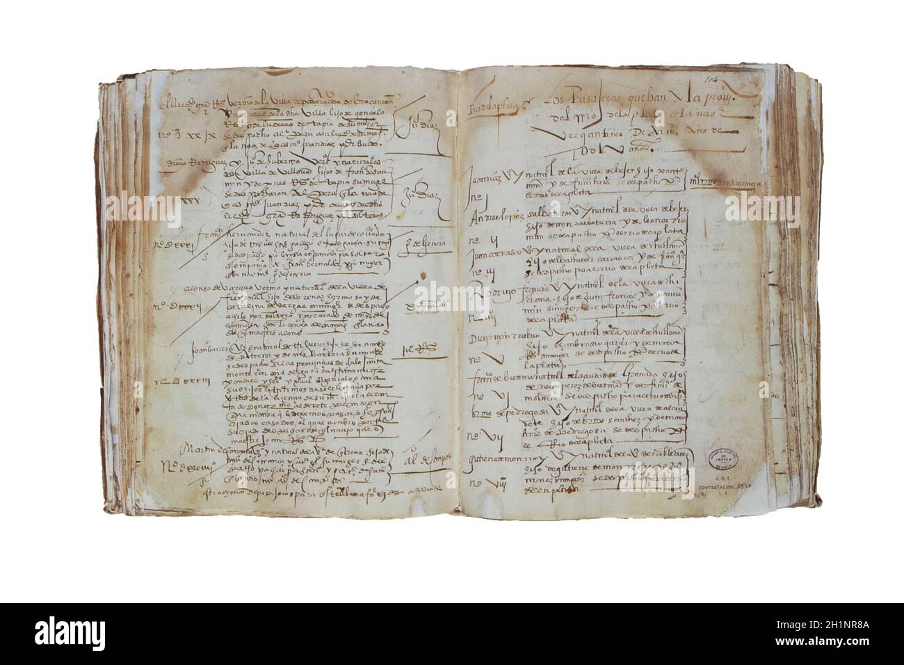 Dossier d'arrivée des passagers à destination de l'Amérique espagnole, 1553. Archives générales des Indes, Séville Banque D'Images