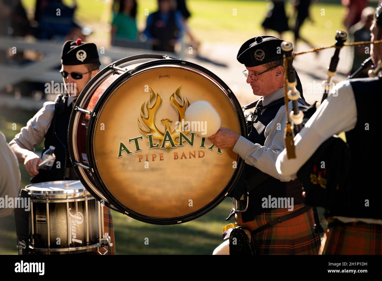 Stone Mountain, Géorgie, États-Unis.16 octobre 2021.Atlanta Pipe Band se produit aux Jeux GeorgiaÃs Stone Mountain Highland 16 octobre (Credit image: © Robin Rayne/ZUMA Press Wire) Banque D'Images