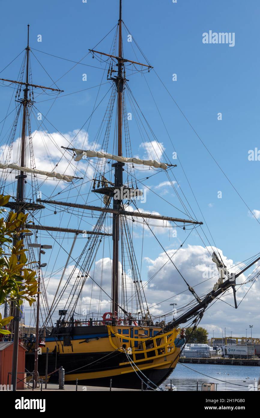 Saint Malo, France - 14 septembre 2018 : l'Etoile du Roy, anciennement le Grand Turk, est une réplique d'un navire qui a participé à la bataille de Traf Banque D'Images