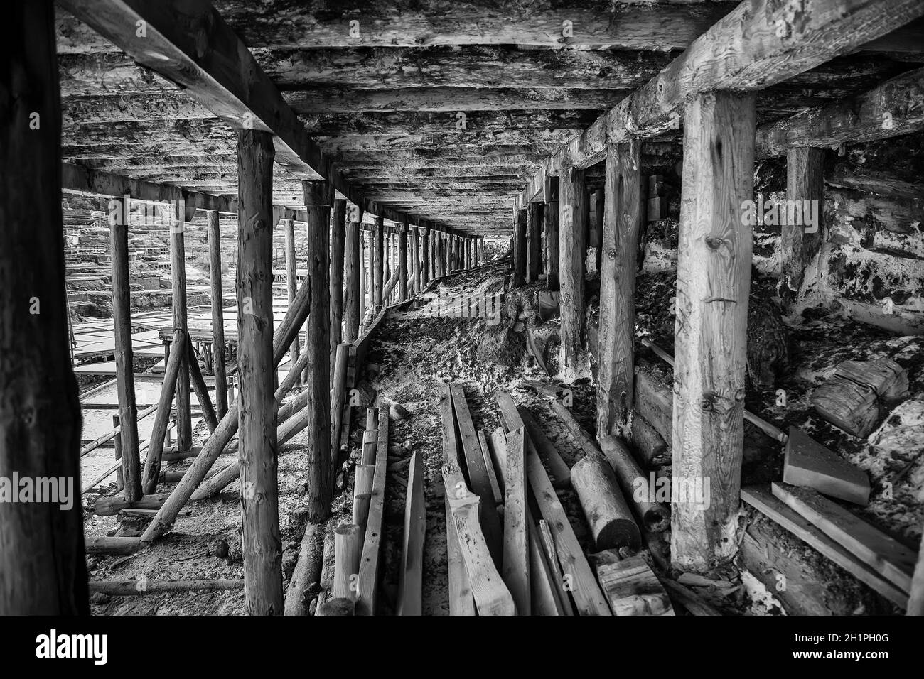 Détail de la structure ancienne pour l'extraction du sel Banque D'Images