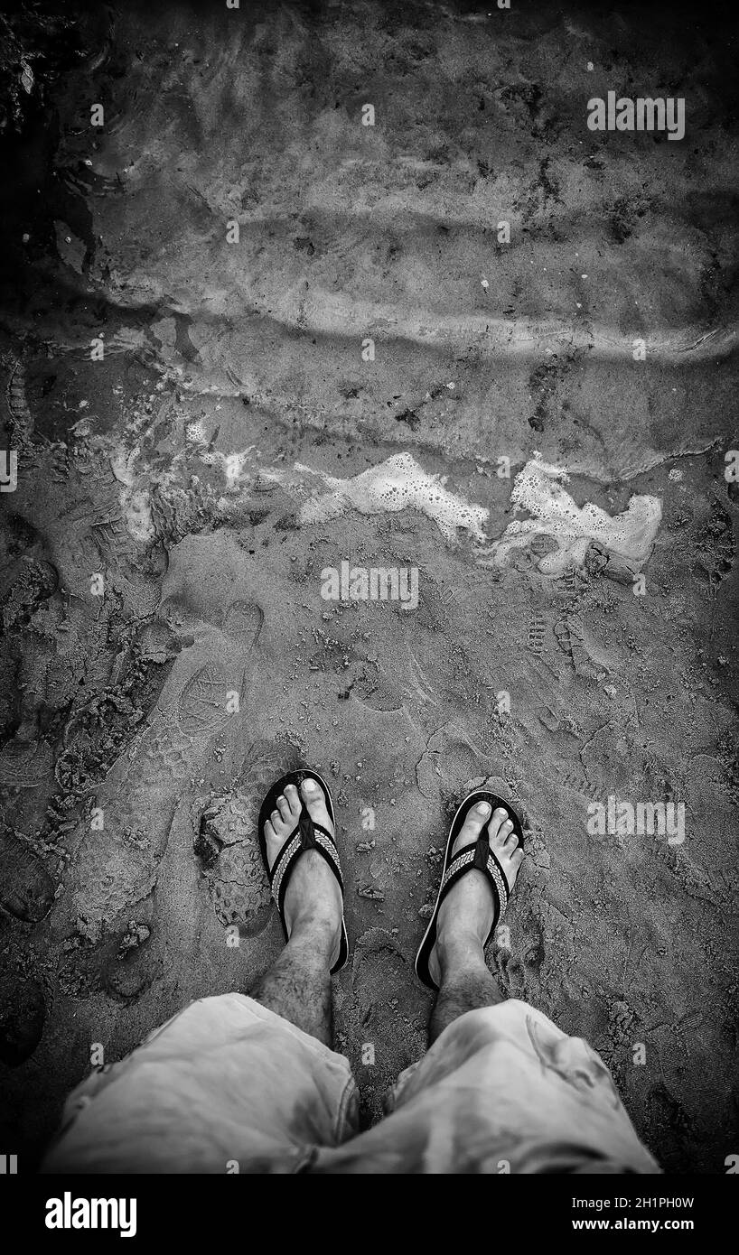 Détail de la promenade sur la plage, la chaleur et l'été, vacances Banque D'Images