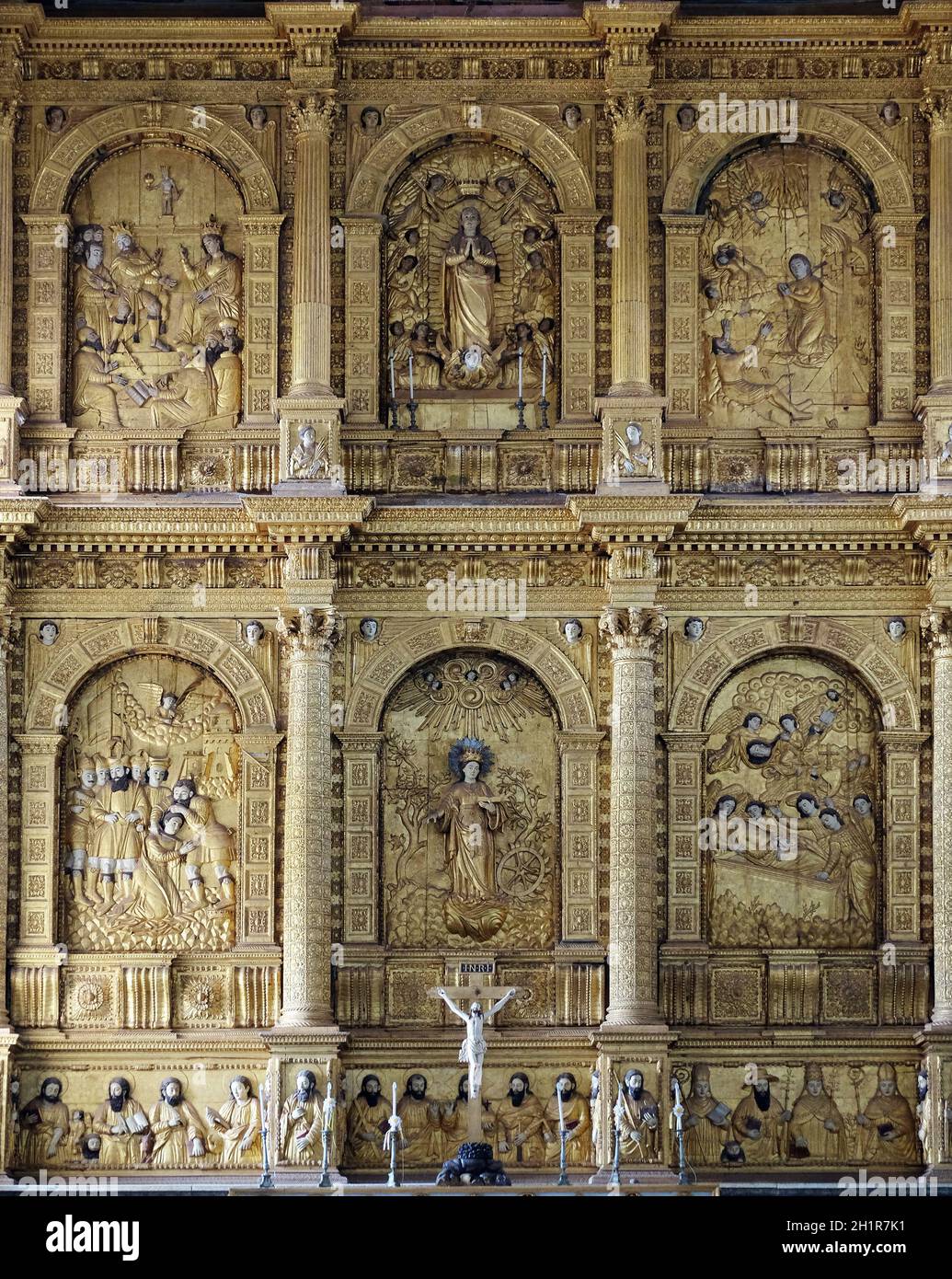 Autel principal de la cathédrale se dédié à Catherine d'Alexandrie, Vieux Goa, Goa, Inde Banque D'Images