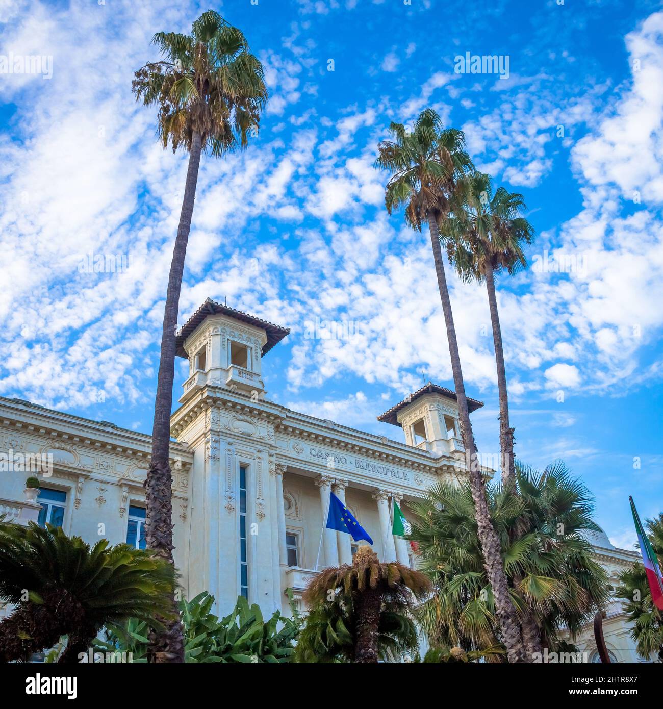 SANREMO, ITALIE - VERS AOÛT 2020 : vue sur le Casino de Sanremo, l'un des principaux monuments de la ville et de la région de Ligurie Banque D'Images