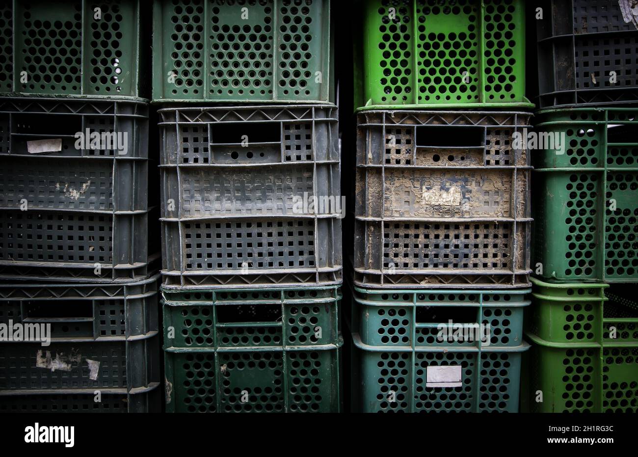 Détail des boîtes pour le transport des fruits et légumes, l'industrie alimentaire Banque D'Images