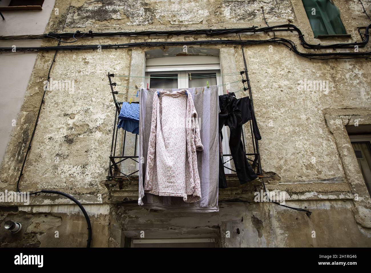 Détail du séchage des vêtements naturels, la vie quotidienne Banque D'Images