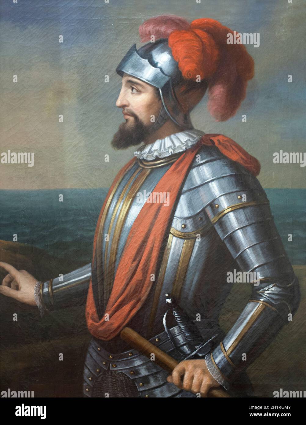 Nunez de Balboa Portrait, huile sur toile. Musée naval de Madrid, Espagne Banque D'Images
