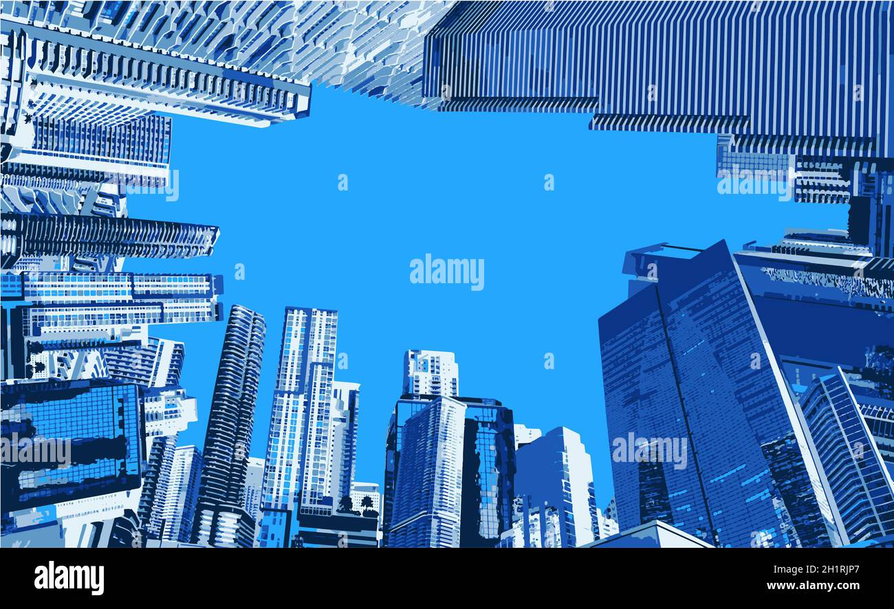 Point de repère avec bâtiment de Miami, États-Unis.Illustration de la projection aquarelle dans le vecteur. Banque D'Images