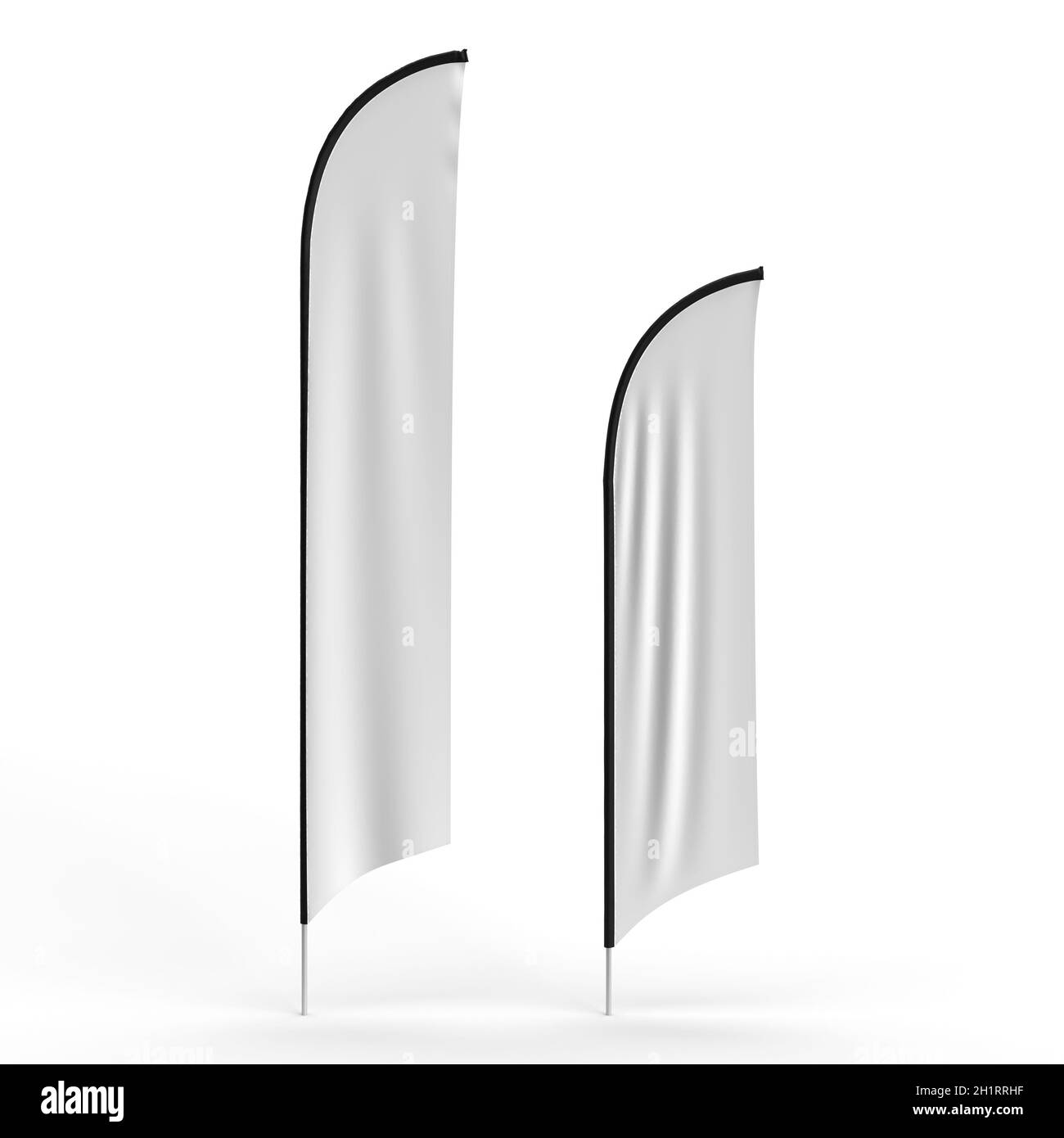 drapeau de bannière de 4 m et 3 m avec manchon noir et peau blanche, isolé sur fond blanc.illustration de rendu 3d pour les maquettes Banque D'Images