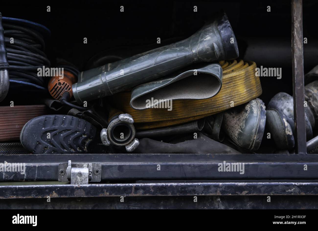 Détail des outils pour prévenir et éteindre les incendies Banque D'Images