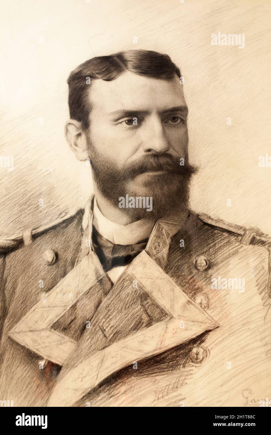 Portrait d'Isaac Peral y Caballero. Ingénieur espagnol, officier naval et concepteur du sous-marin Peral. Musée naval de Madrid Banque D'Images