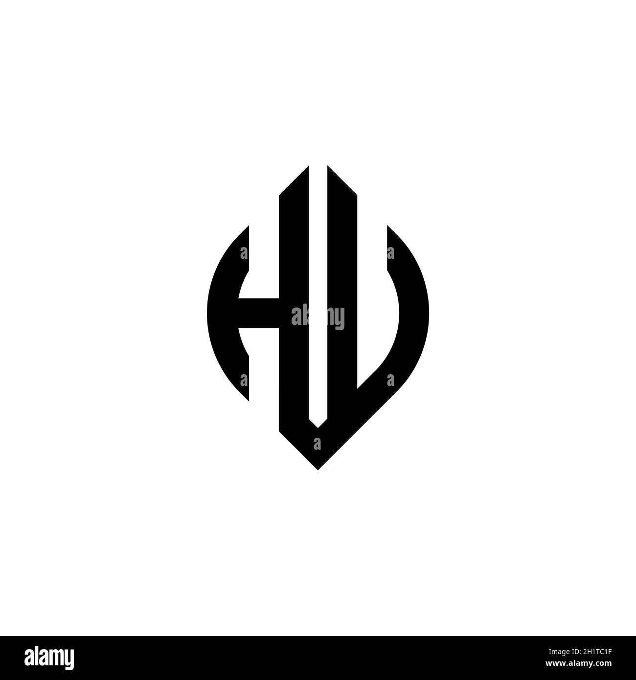 Lettre du logo HU Monogram avec modèle de conception géométrique simple de style de forme continue isolé sur fond blanc Illustration de Vecteur