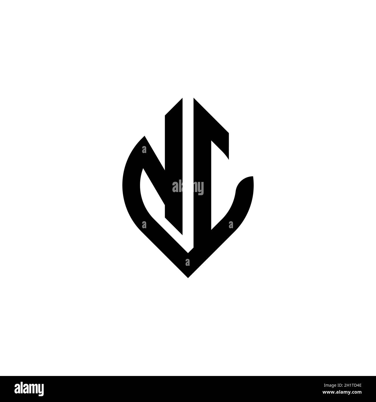 Lettre du logo NJ monogramme avec modèle de conception géométrique simple de style continu isolé sur fond blanc Illustration de Vecteur