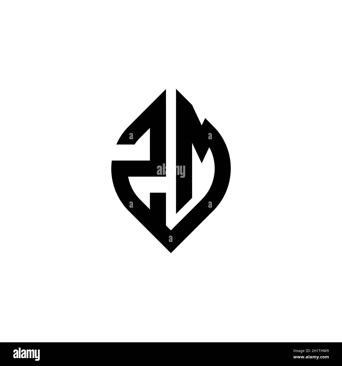 Lettre du logo du monogramme ZM avec modèle de conception géométrique simple de style de forme continue isolé sur fond blanc Illustration de Vecteur