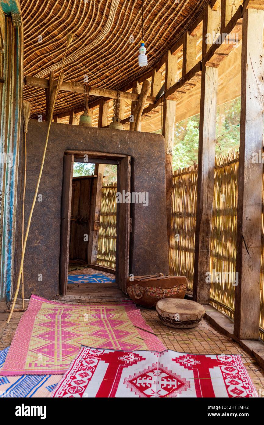 Très ancienne église UNESCO Ura Kidane Mehret, monastère du XIVe siècle. Péninsule de Zeghe dans le lac Tana. Près de bahir Dar, Ethiopie Banque D'Images