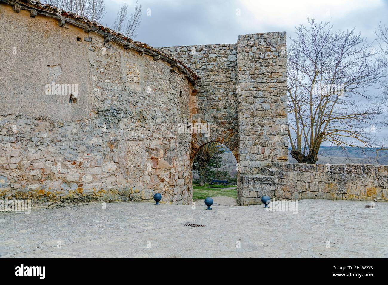 Porte arabe du mur défensif de Medinaceli, province de Soria Espagne. Banque D'Images