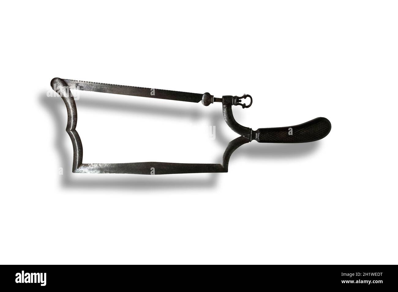 Scie chirurgicale du XVIIIe siècle, en acier et ébène. Musée naval de Madrid, Espagne Banque D'Images