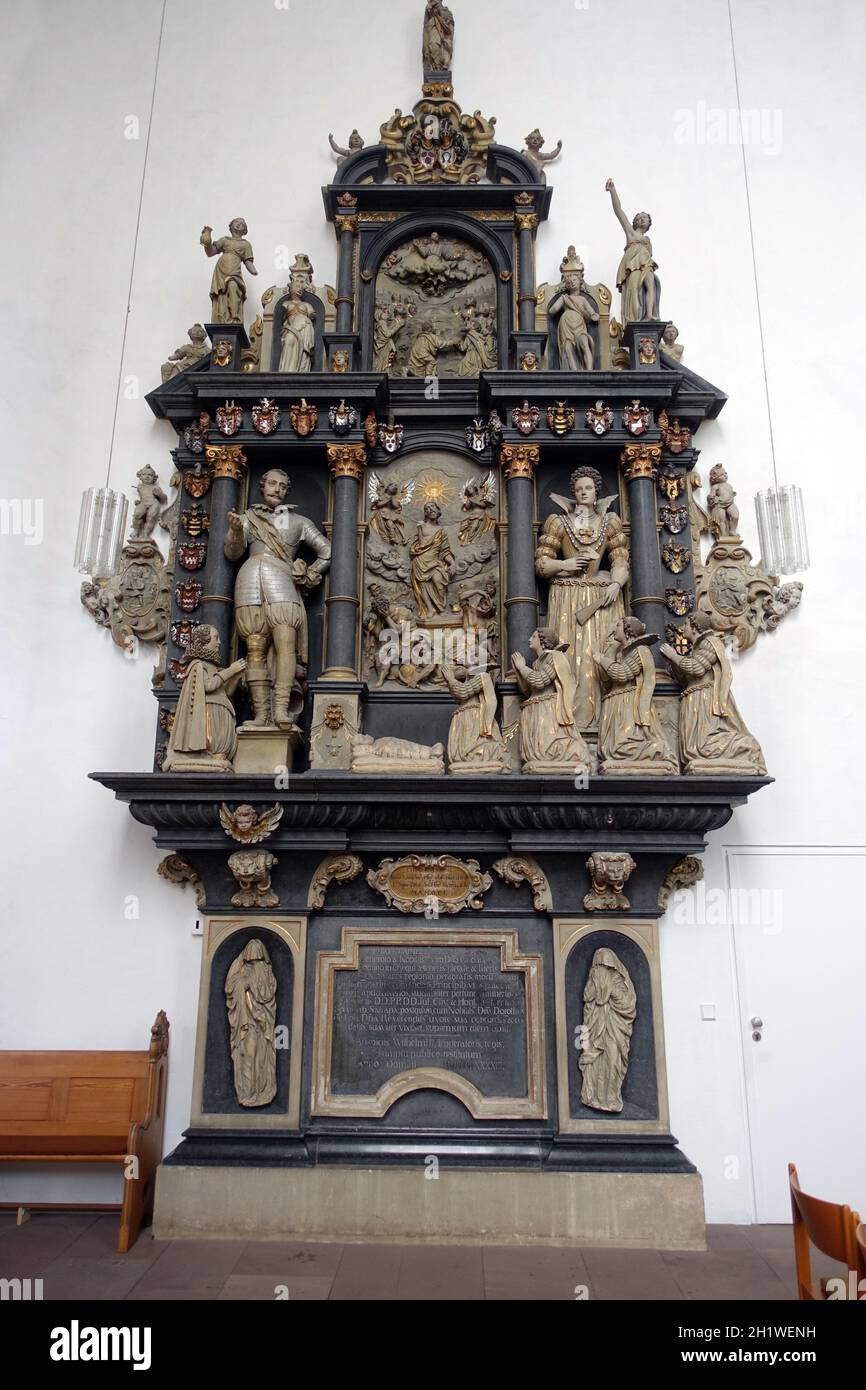 evangelische Neustädter Marienkirche aus dem 15. Jahrhundert - Epitaph, Bielefeld, Nordrhein-Westfalen, Allemagne Banque D'Images